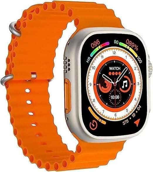 T800 Ultra LTE Smart Watch with Orange Silicon Band With Digital Display