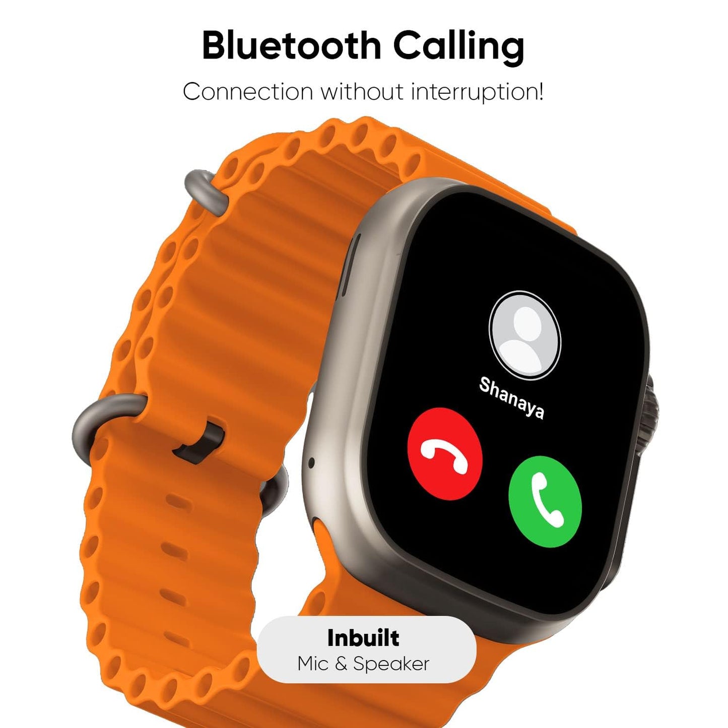 T800 Ultra LTE Smart Watch with Orange Silicon Band With Digital Display